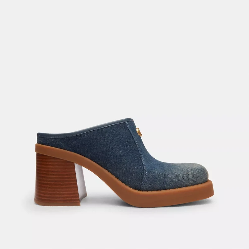 Sculpted C Heeled Mule Loved Denim