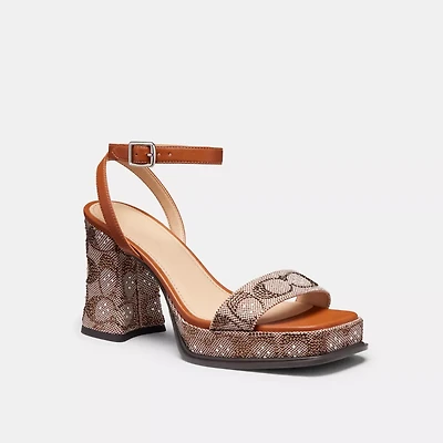 Platform Sandal In Crystal Signature Jacquard