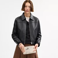 Large Corner Zip Wristlet With Newspaper Print