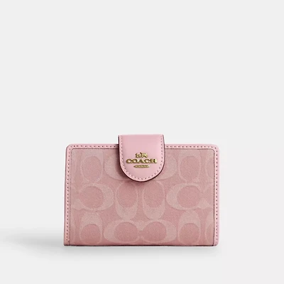 Medium Corner Zip Wallet In Signature Denim