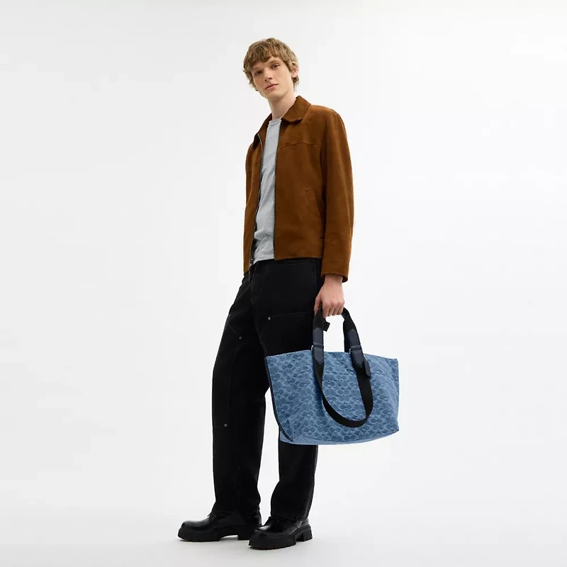 Small Tour Tote Bag In Signature Denim