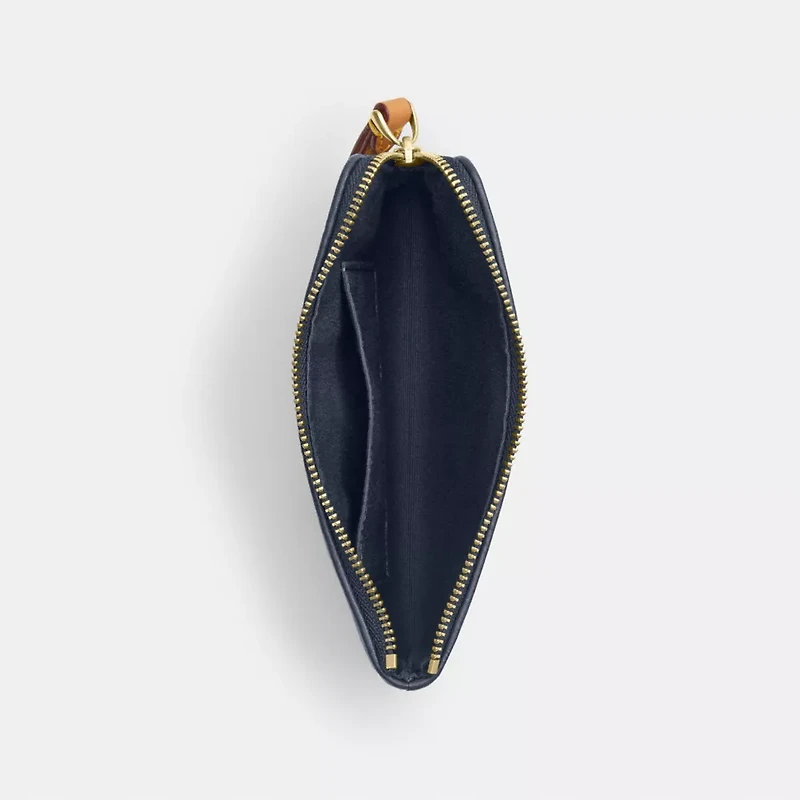 Corner Zip Wristlet In Signature Denim