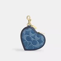 Heart Bag Charm In Signature Denim