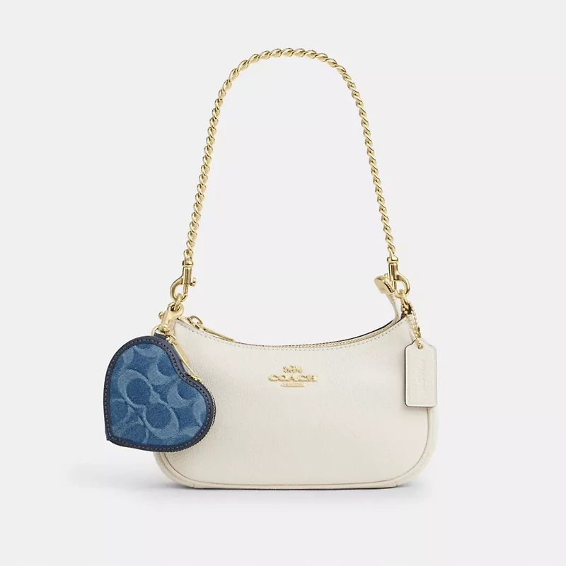 Heart Bag Charm In Signature Denim