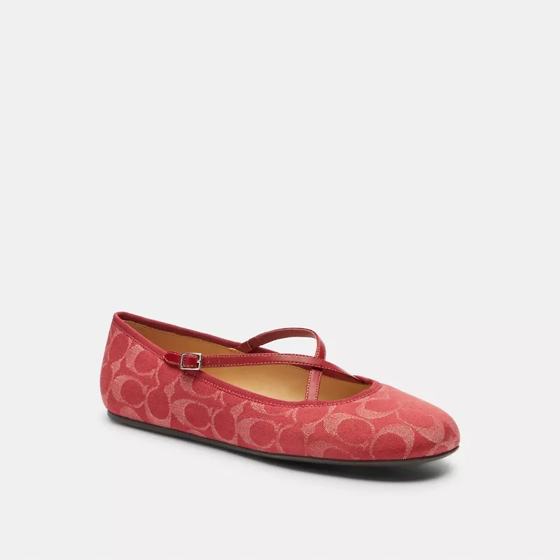 Phoebe Ballet Flat In Signature Denim