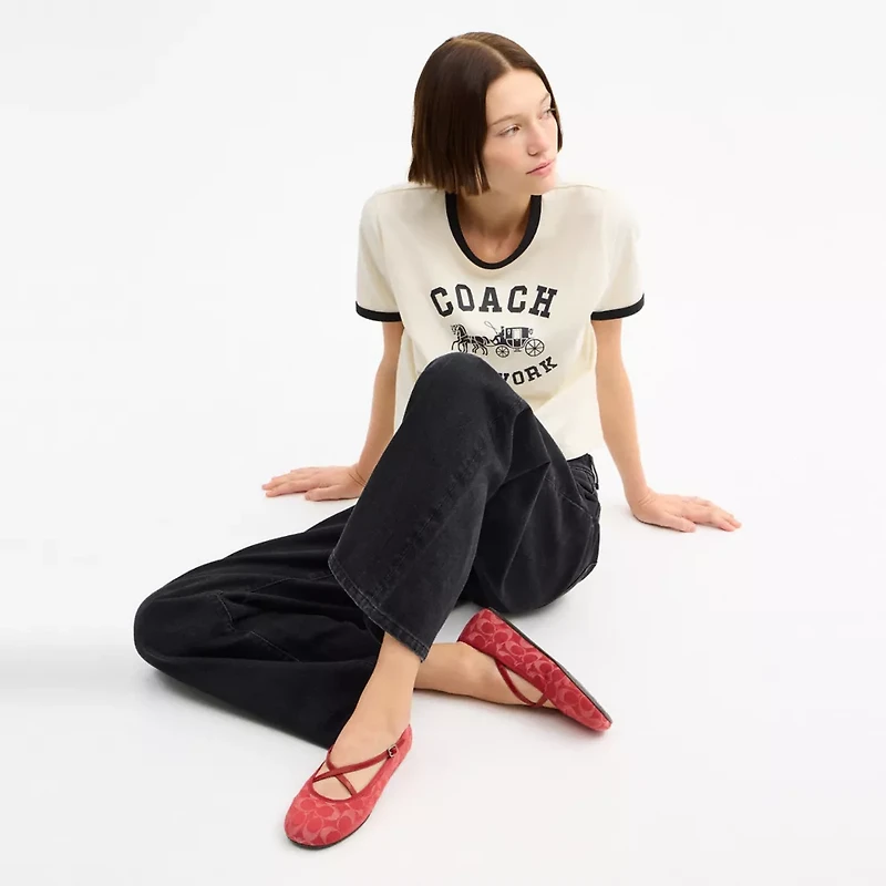 Phoebe Ballet Flat In Signature Denim