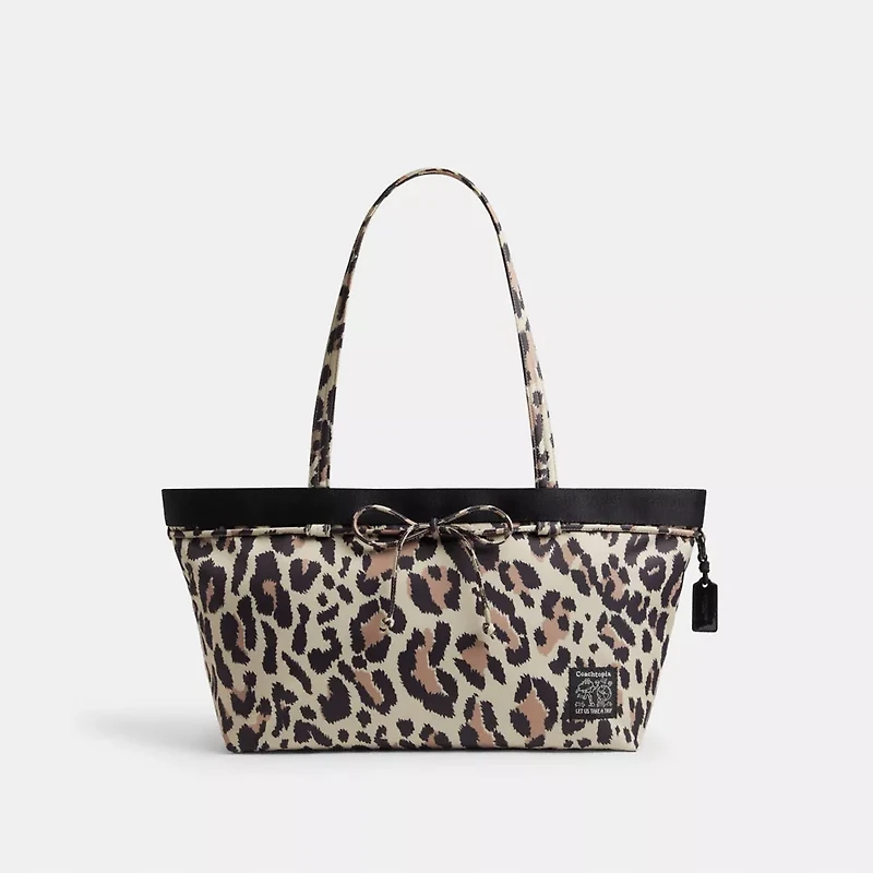 Coachtopia Loop Bow Tote Bag With Leopard Print