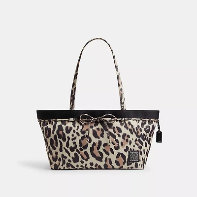 Coachtopia Loop Bow Tote Bag With Leopard Print
