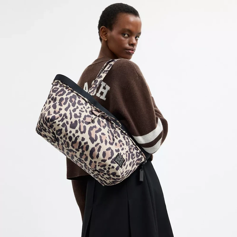 Coachtopia Loop Bow Tote Bag With Leopard Print