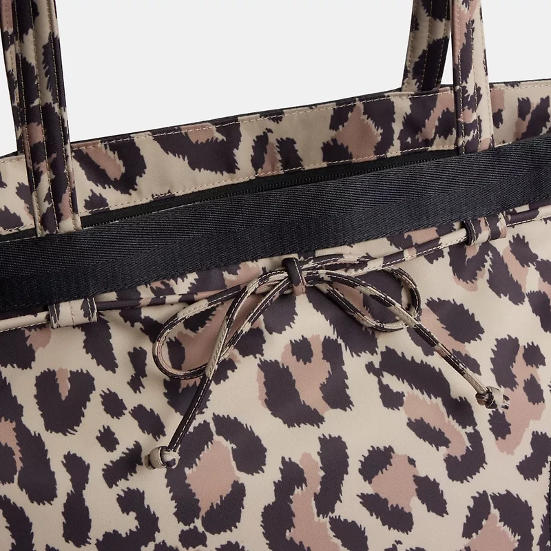Coachtopia Loop Bow Tote Bag With Leopard Print