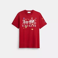 Horse And Carriage Sticker T-Shirt Organic Cotton
