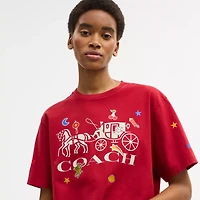 Horse And Carriage Sticker T-Shirt Organic Cotton