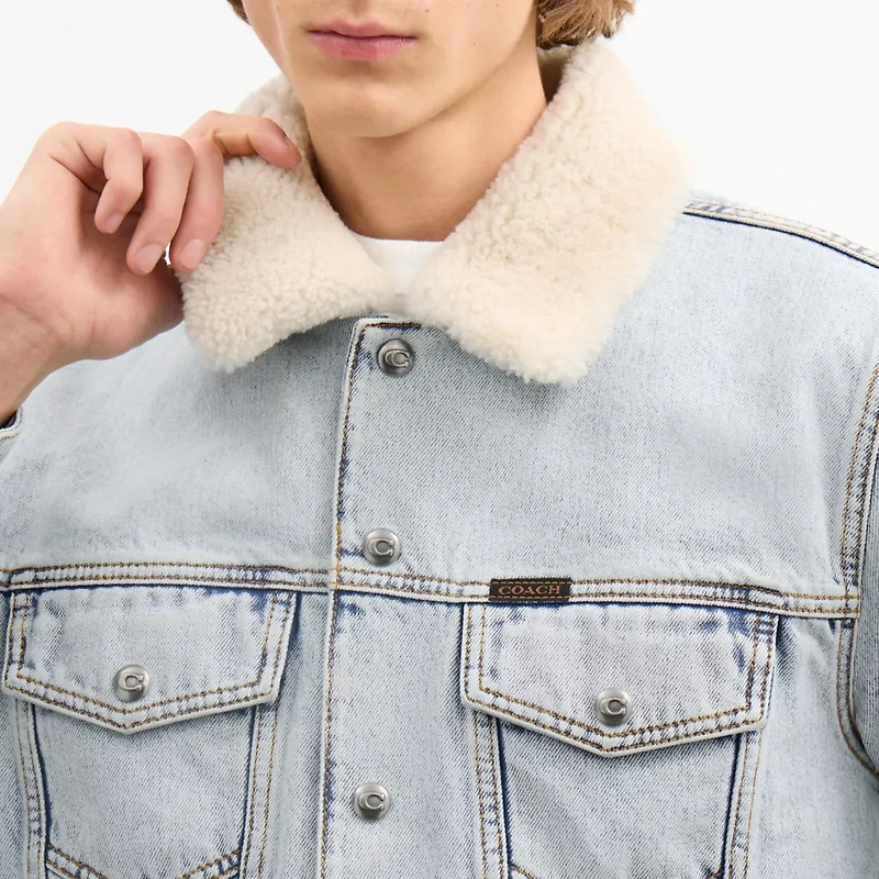 Denim Jacket With Shearling Collar