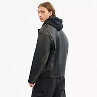 Short Leather Jacket In Loved Leather