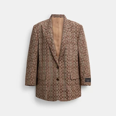 Signature C Plaid Single Breasted Blazer