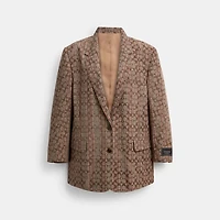 Signature C Plaid Single Breasted Blazer