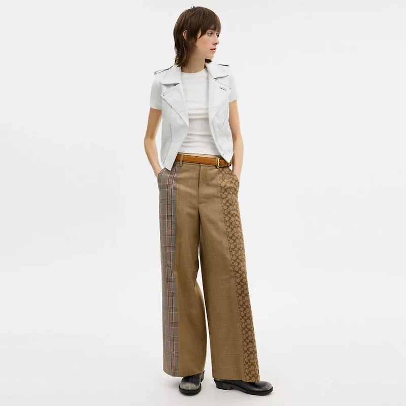 Combo Plaid Tailored Pants