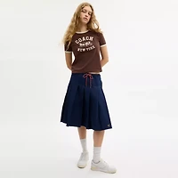 Sporty Pleated Midi Skirt