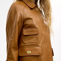 Turnlock Leather Swing Coat