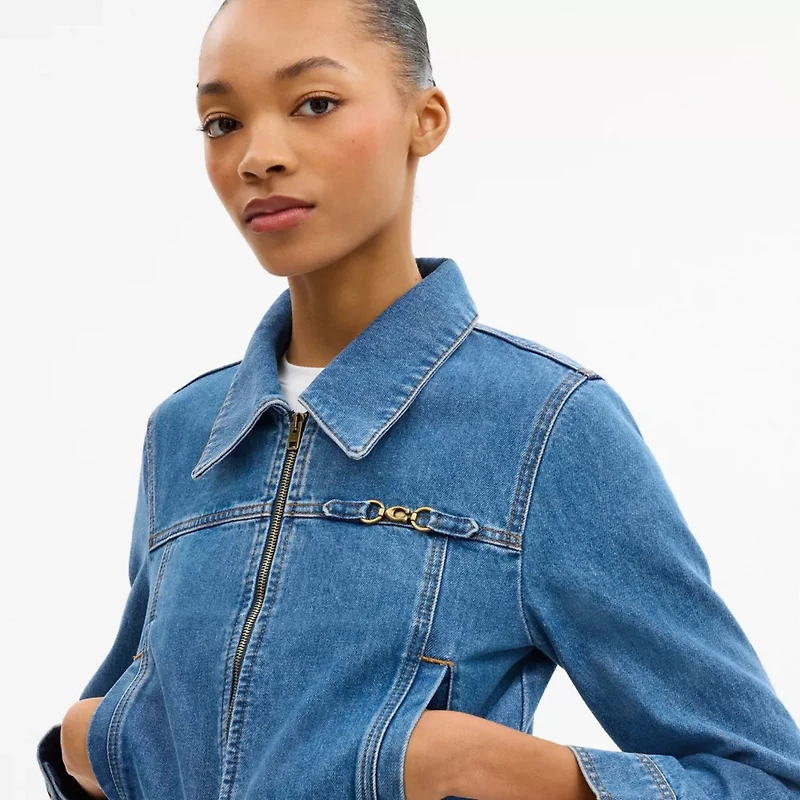 Sculpted C Shrunken Denim Jacket Organic Cotton
