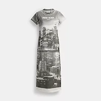 Postcard Graphic T-Shirt Dress Organic Cotton