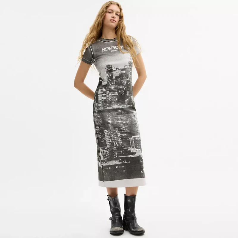Postcard Graphic T-Shirt Dress Organic Cotton