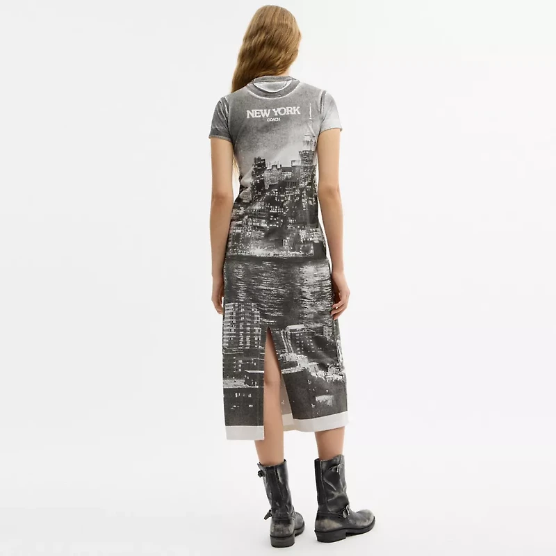 Postcard Graphic T-Shirt Dress Organic Cotton