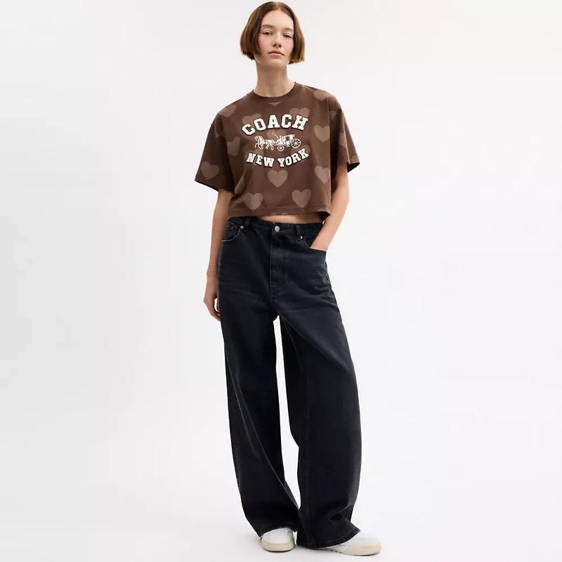 Horse And Carriage Heart Cropped T-Shirt Organic Cotton