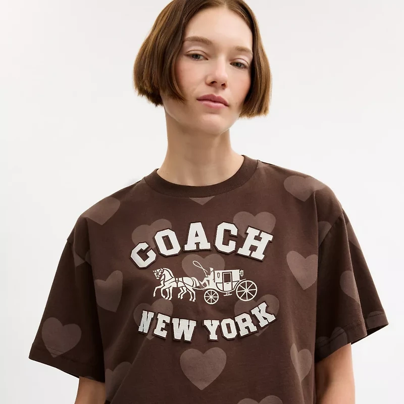 Horse And Carriage Heart Cropped T-Shirt Organic Cotton