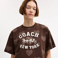 Horse And Carriage Heart Cropped T-Shirt Organic Cotton