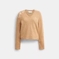 Loved Long Sleeve V-Neck Sweater