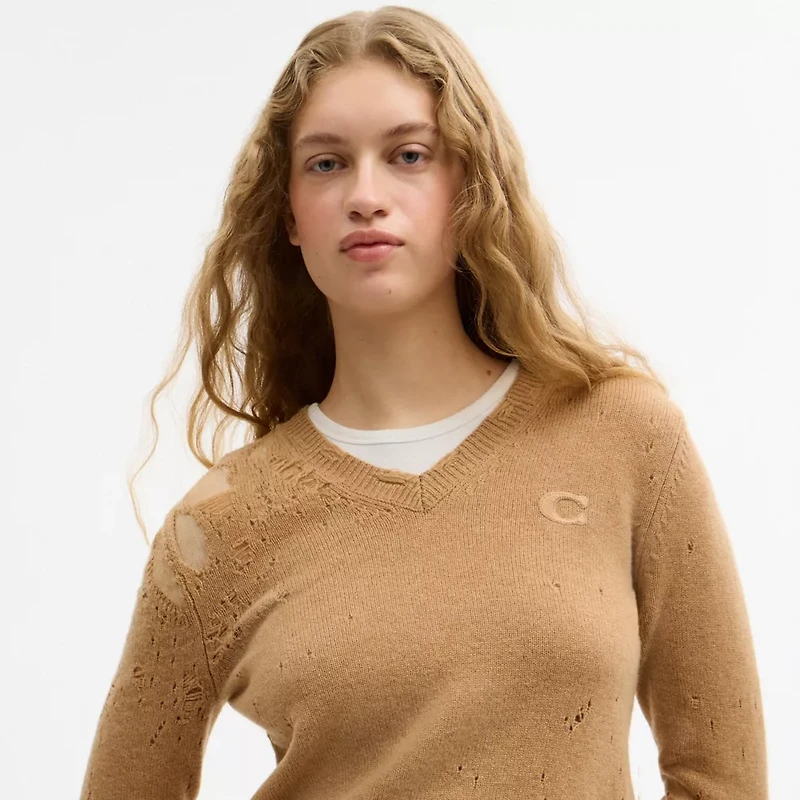 Loved Long Sleeve V-Neck Sweater