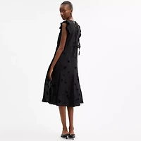 V-Neck Dress With Velvet Dots