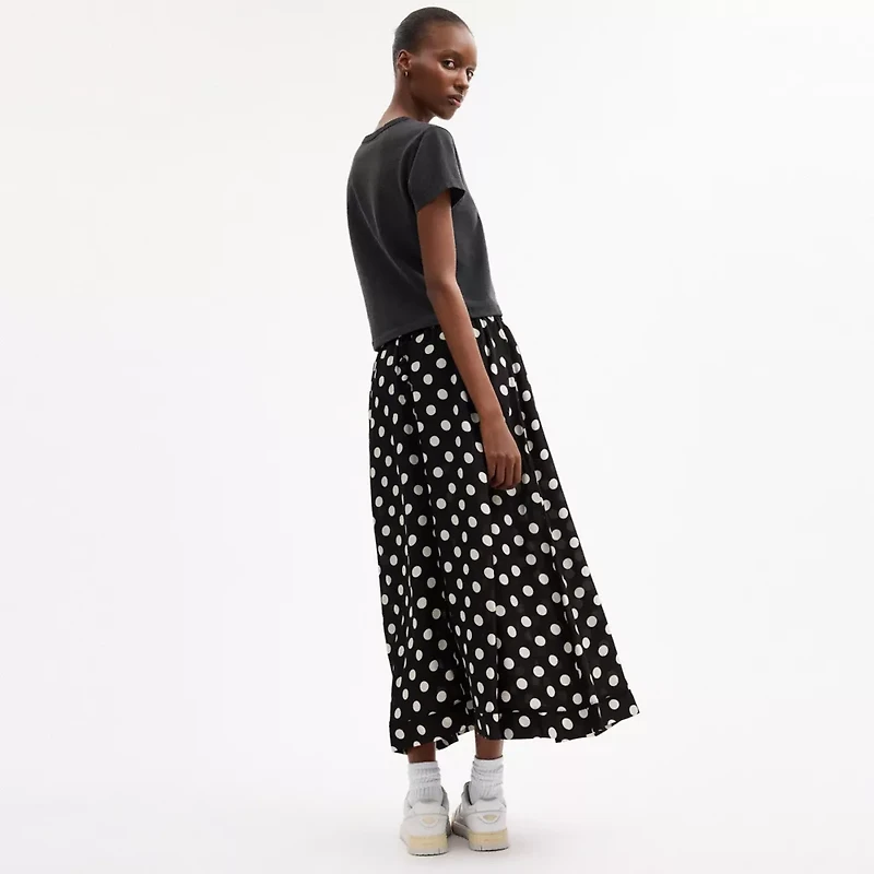 Polka Dot Taffeta Maxi Skirt