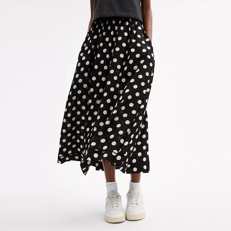 Polka Dot Taffeta Maxi Skirt