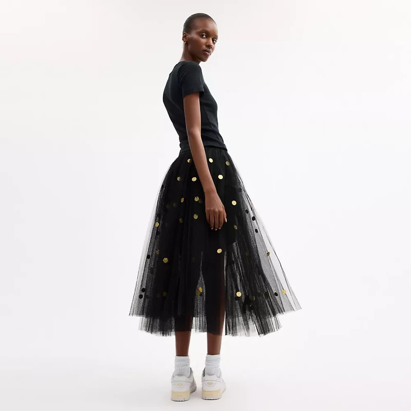 Sequin Paillette Tulle Skirt Recycled Polyester