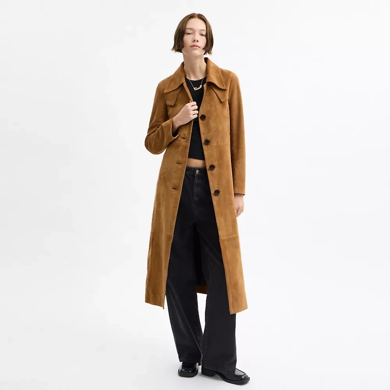 Suede Trench Coat