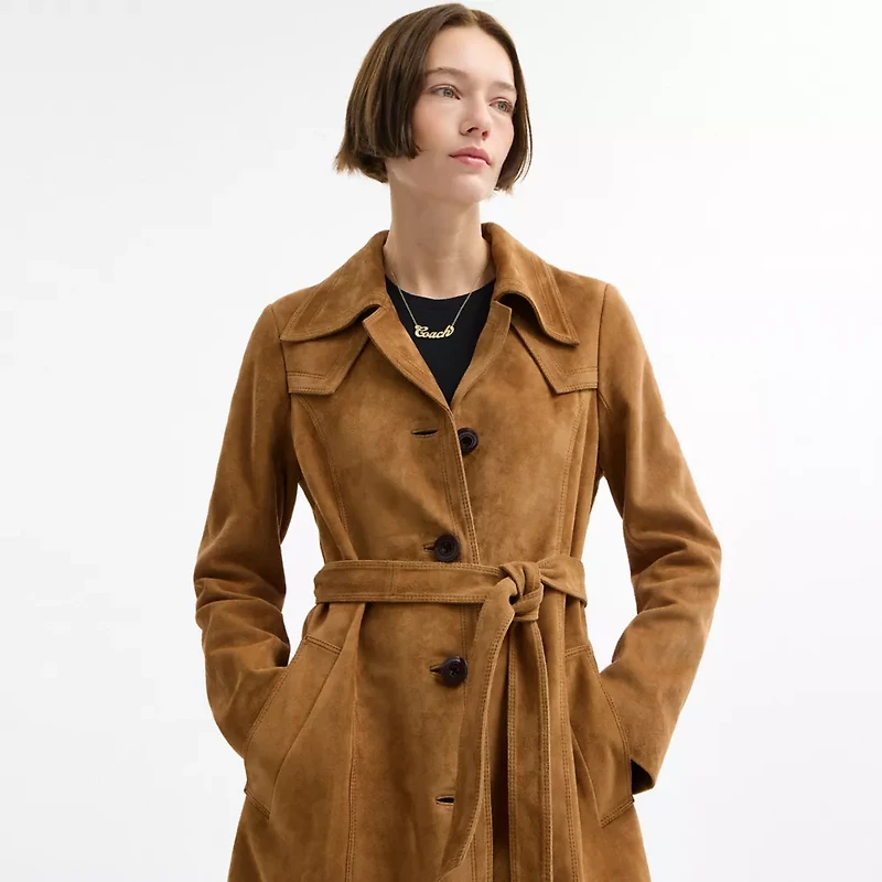 Suede Trench Coat