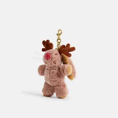 Floppy With Antlers Bag Charm In Shearling