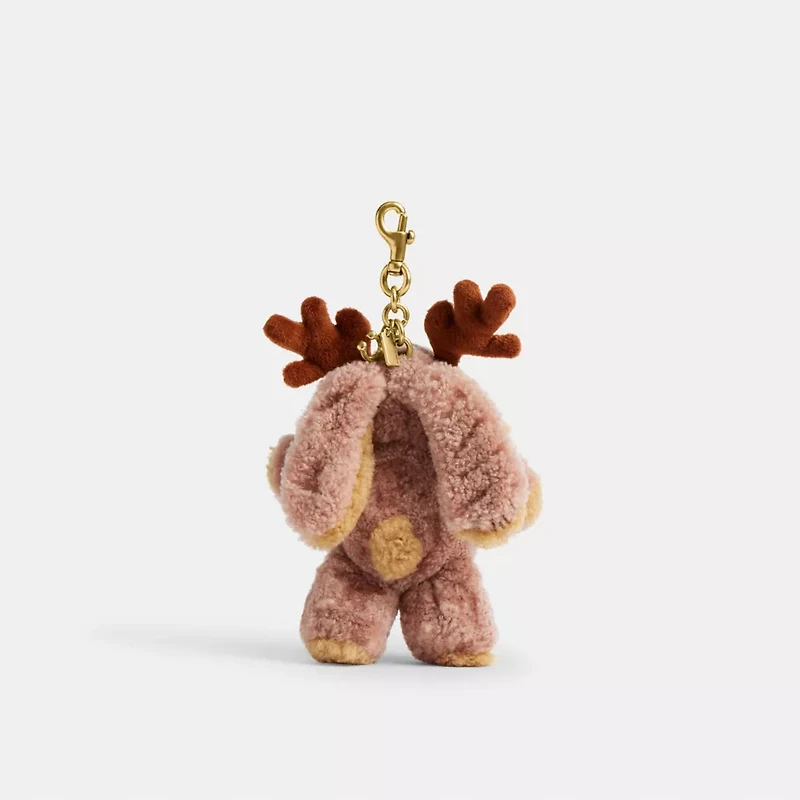 Floppy With Antlers Bag Charm In Shearling