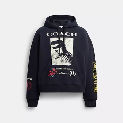 Dinosaur Collage Relaxed Hoodie Organic Cotton