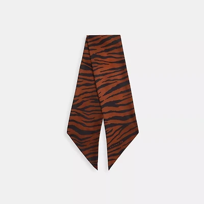 Tiger Print Silk Wide Skinny Scarf