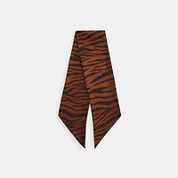 Tiger Print Silk Wide Skinny Scarf