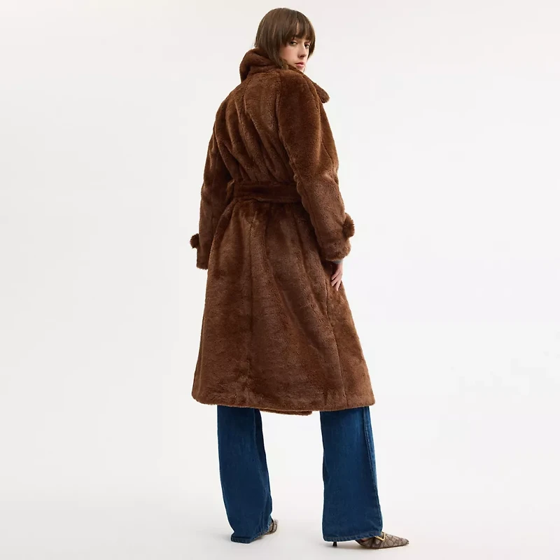 Faux Fur Teddy Coat In Recycled Polyester