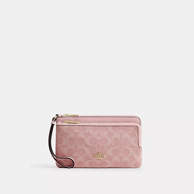 Double Zip Wallet In Signature Denim
