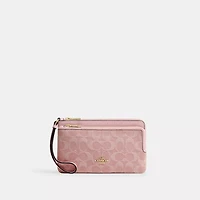 Double Zip Wallet In Signature Denim
