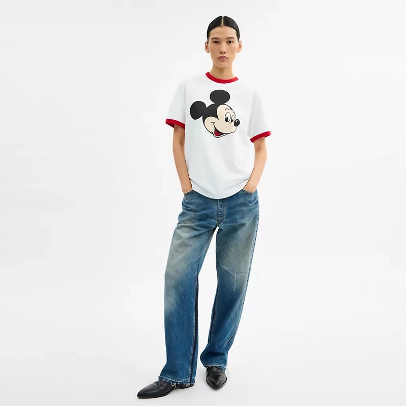 Disney X Coach Mickey Graphic Ringer T-Shirt Organic Cotton