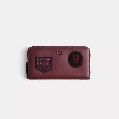 Restored Accordion Zip Wallet With Varsity Patches
