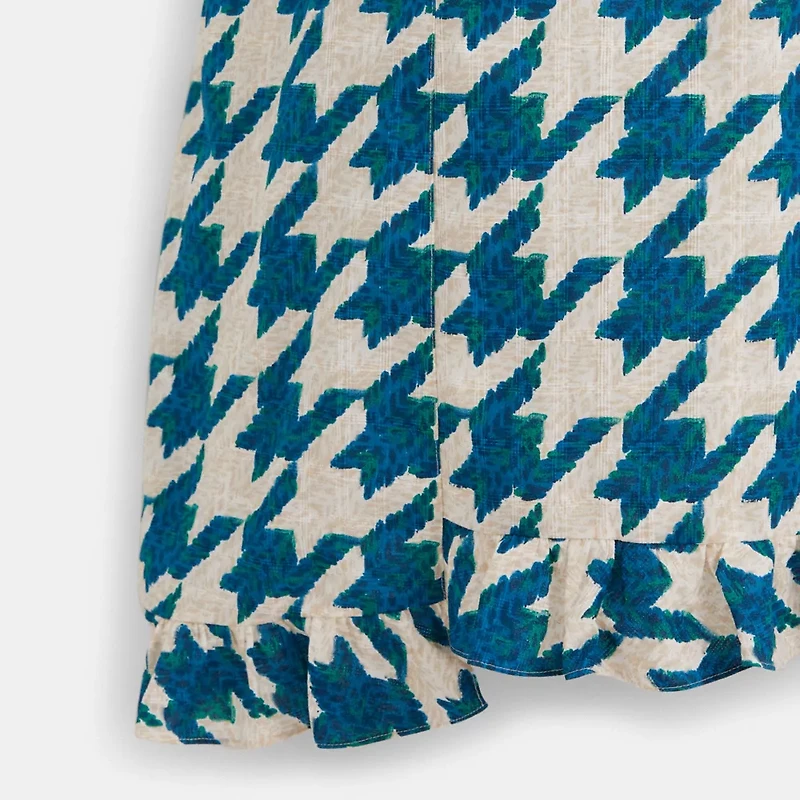 Restored Printed Mid Length Ruffle Dress