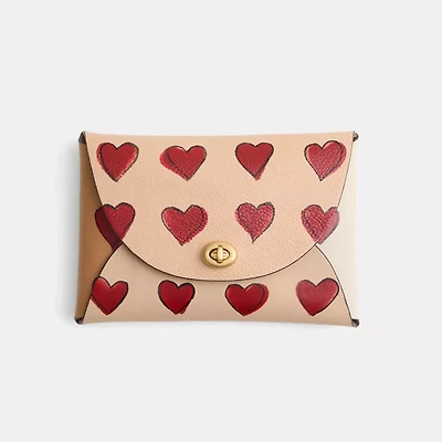 Remade Large Pouch With Hand Painted Hearts